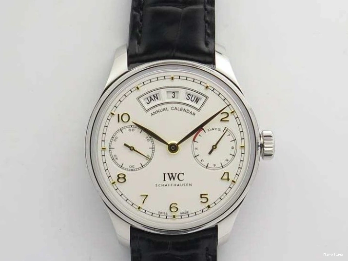MIROTIME 1217 Portuguese Real PR Real Annual Calendar IW5035 YLF 1:1 Best Edition White Dial On Leather Strap A Refined 7243